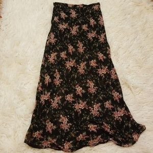 Black floral maxi skirt